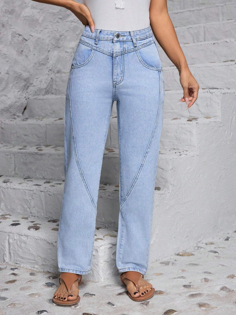 LUNE Pantalones Jeans informales de mujer con ajuste comodo, rectos y con bolsillos