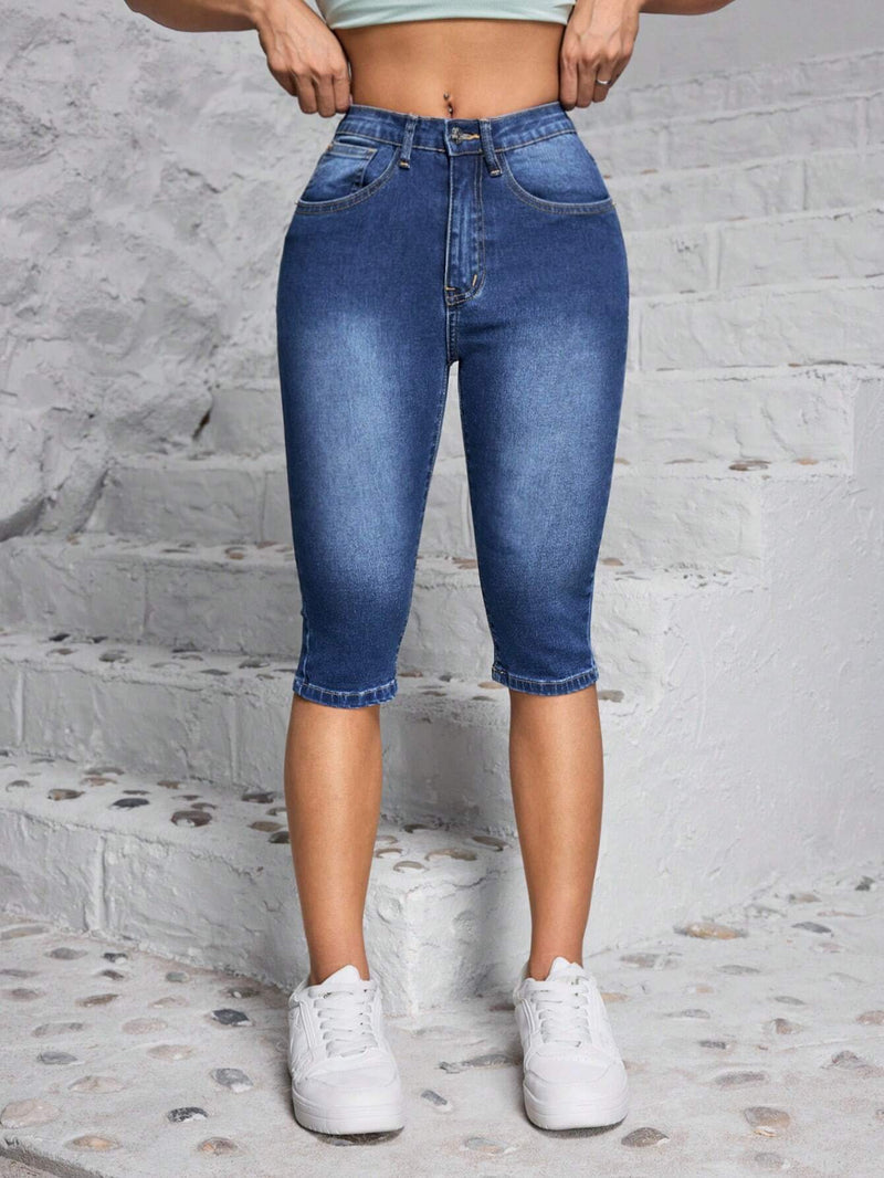 PETITE Jeans ajustados de mujer con bolsillos recortados para uso diario