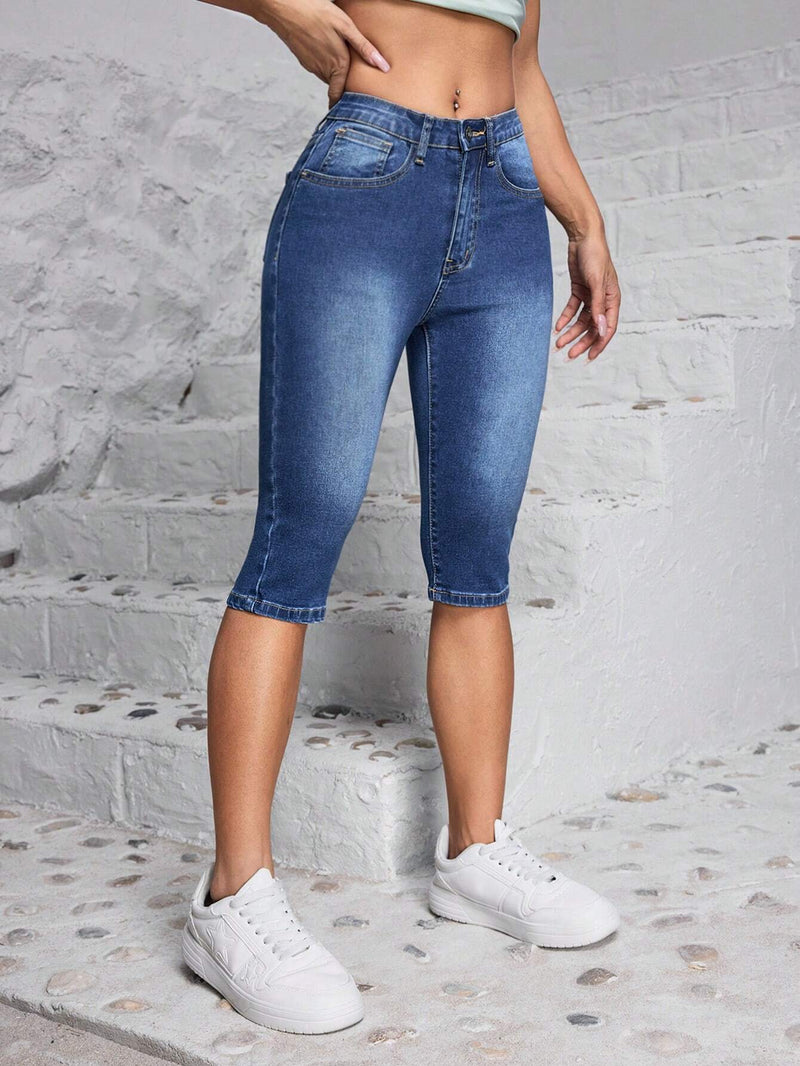 PETITE Jeans ajustados de mujer con bolsillos recortados para uso diario