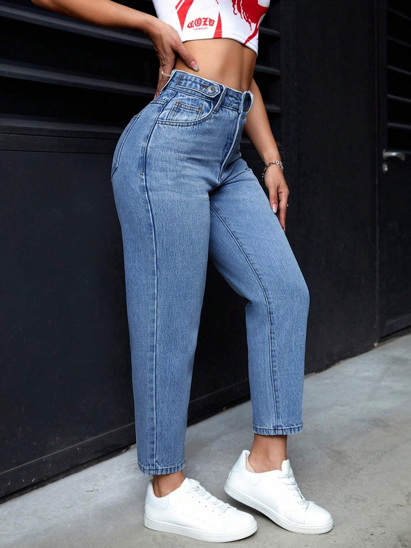 PETITE Jeans casuales con forma de cono y bolsillos para uso diario de mujer