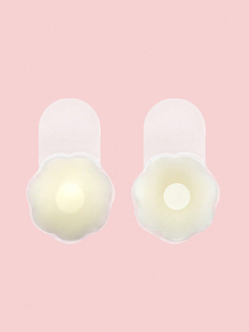 Cubiertas de pezon de silicona para levantar de 6,5 cm (2 pares con forma de flor), adecuadas para vestidos de novia y vestidos de noche en verano