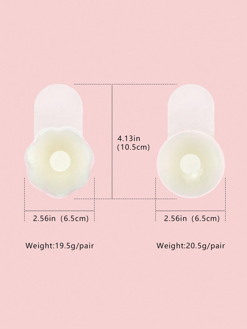 Cubiertas de pezon de silicona para levantar de 6,5 cm (2 pares con forma de flor), adecuadas para vestidos de novia y vestidos de noche en verano