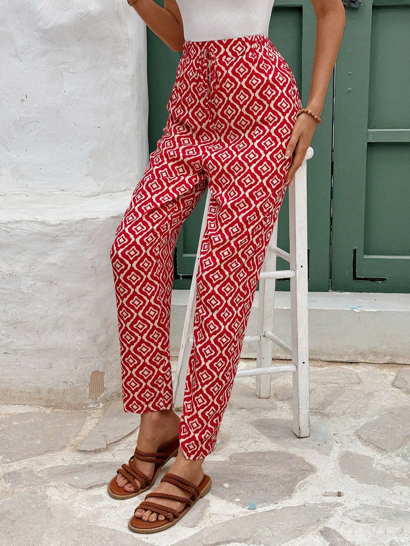 Frenchy Pantalones largos diarios simples para mujer con estampado regular