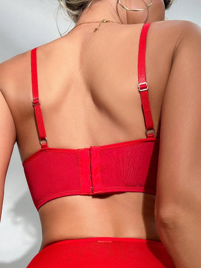 NEW Sujetador push-up rojo con aros y tirantes ajustables para mujer, lenceria sexy