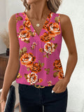 NEW  Clasi Camisa de mujer sin mangas con cuello en V y ajustada con flores de azahar naranja