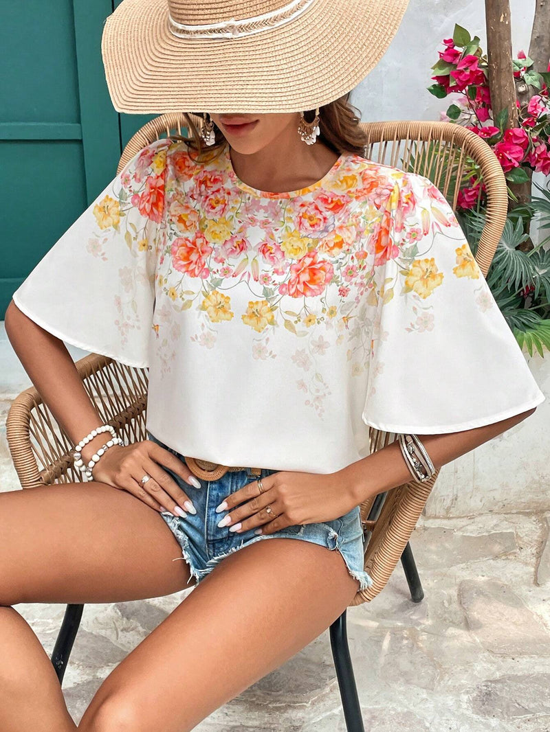 Blusa romantica de verano para mujer con mangas grandes con volantes