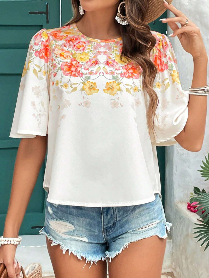 Blusa romantica de verano para mujer con mangas grandes con volantes