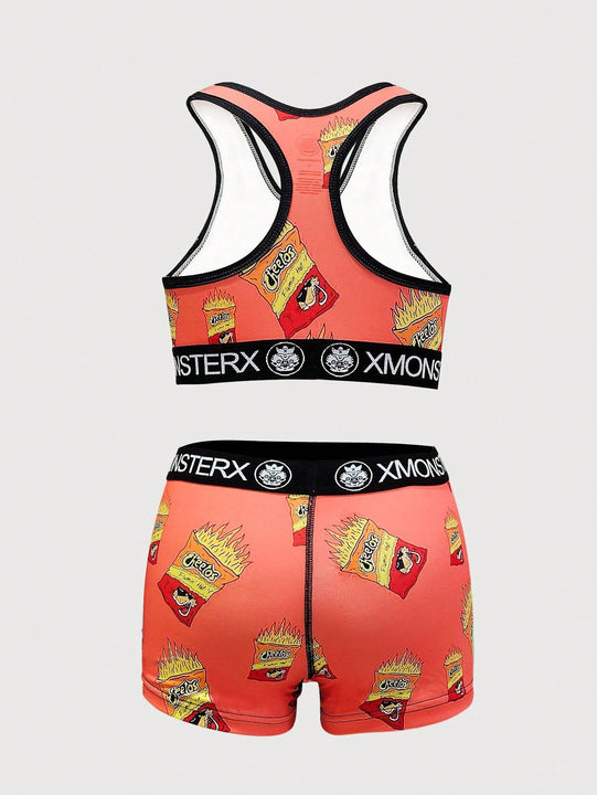 Conjunto de sujetador deportivo y ropa interior para mujeres, impresos, transpirables, sujetador de espalda de belleza y bragas, nuevo estilo