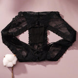 4/piezas tanga sexy para mujer, con diseno de flores pequenas calado y tirantes cruzados de encaje, ropa interior sexy