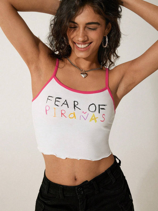 GAW Camiseta de tirantes ajustada para mujer con longitud recortada