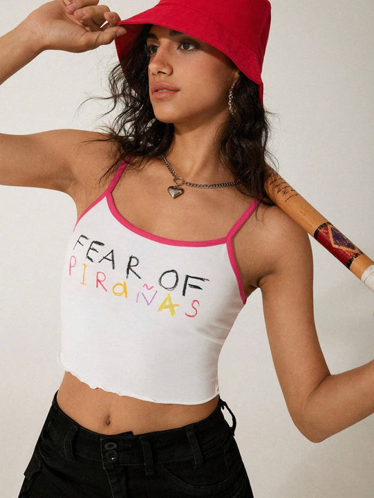 GAW Camiseta de tirantes ajustada para mujer con longitud recortada