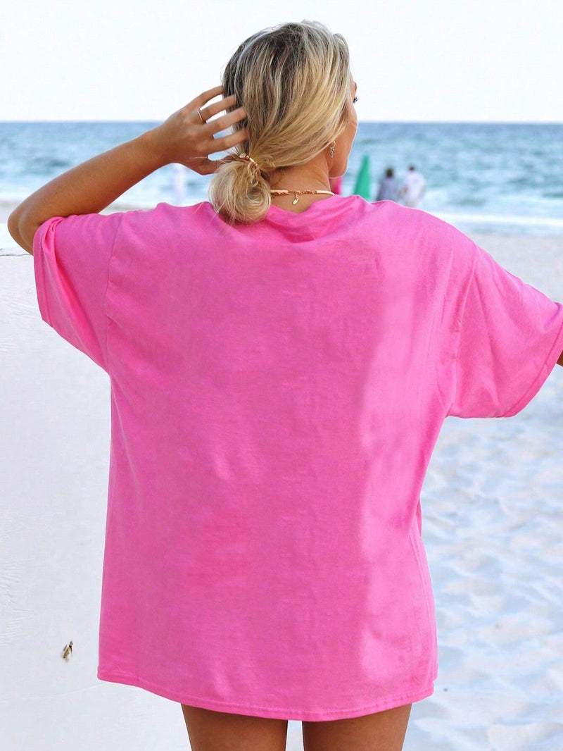 Camiseta etragrande de vacaciones en la playa con diseno de loto