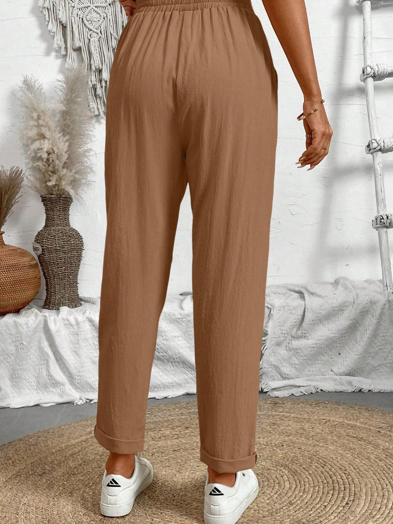 Frenchy Pantalones largos de uso diario simples y lisos para mujer