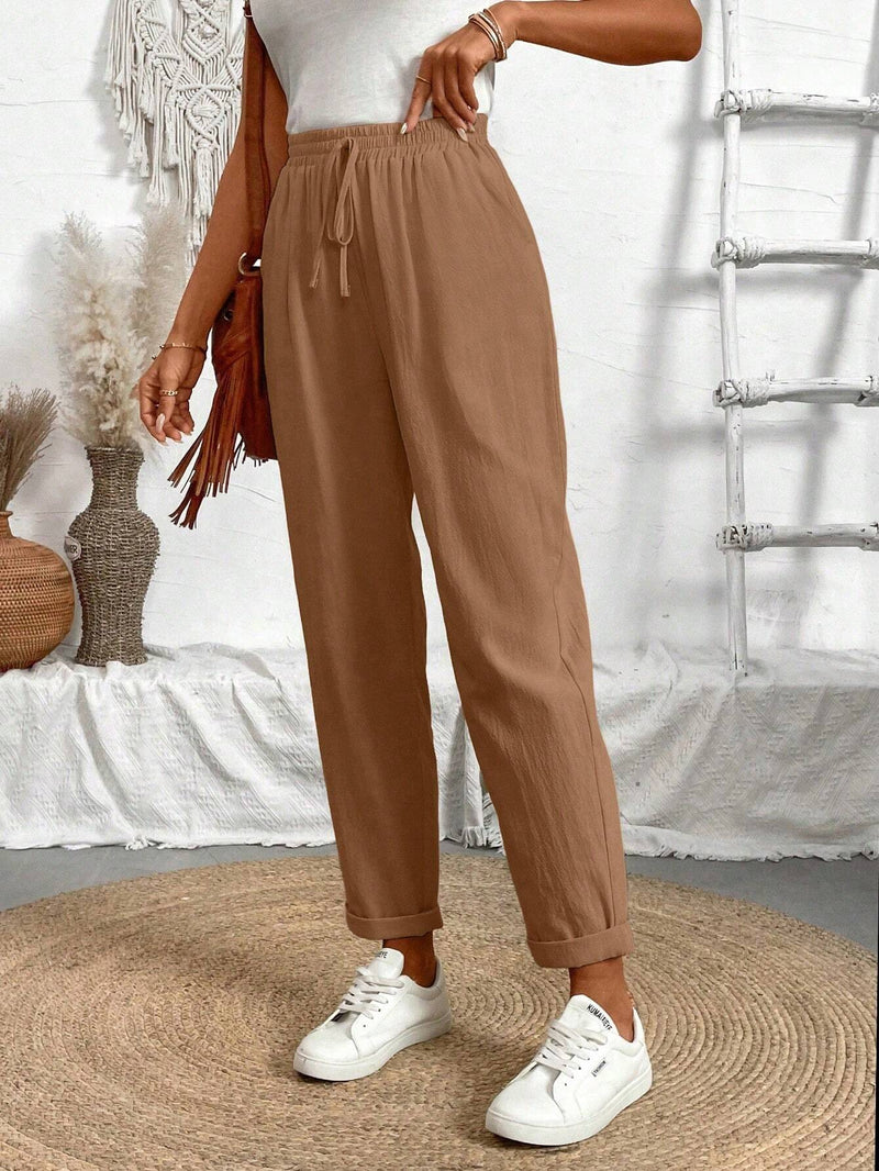 Frenchy Pantalones largos de uso diario simples y lisos para mujer