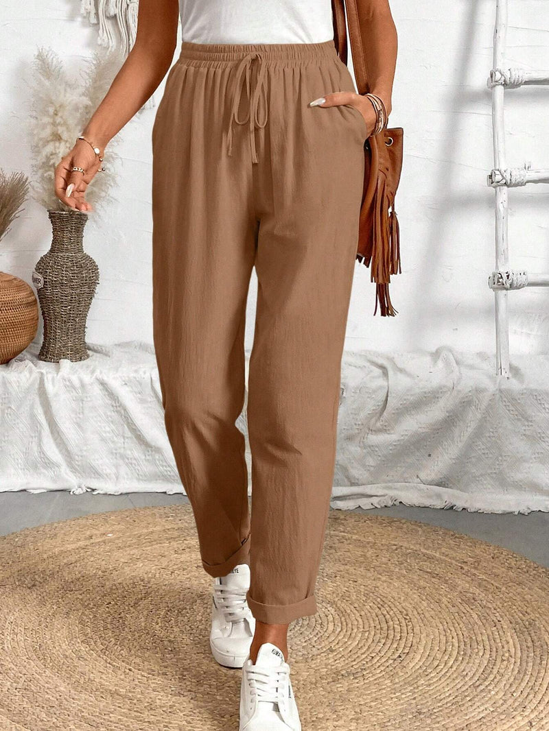 Frenchy Pantalones largos de uso diario simples y lisos para mujer