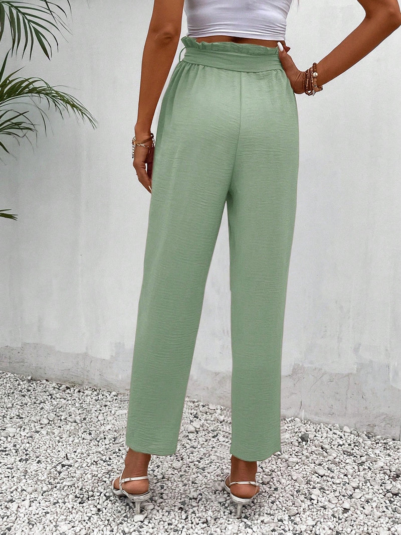 Frenchy pantalones regulares simples y lisos para mujeres para la vida diaria con cinturon