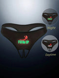 Tanga sexy con patron de impresion luminosa para mujer, con entrepierna abierta, estilo delgado