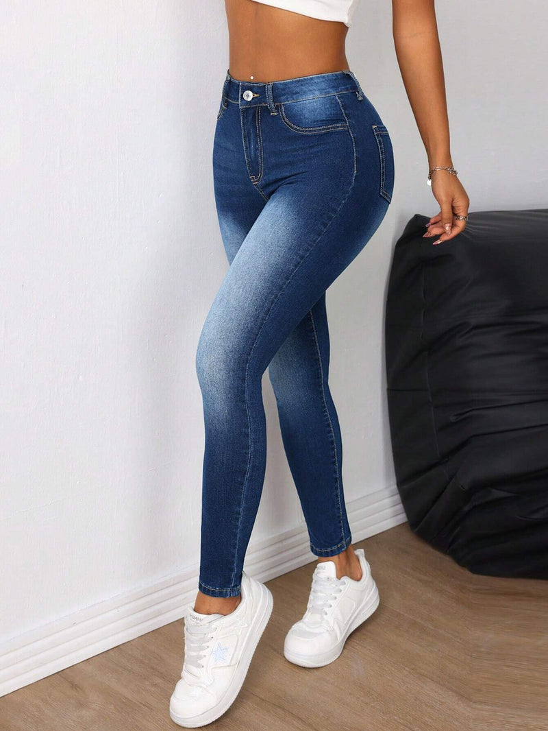 PETITE Jeans sencillos de uso diario de unicolor para mujeres