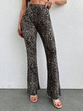 Tall pantalones acampanados con estampado de leopardo