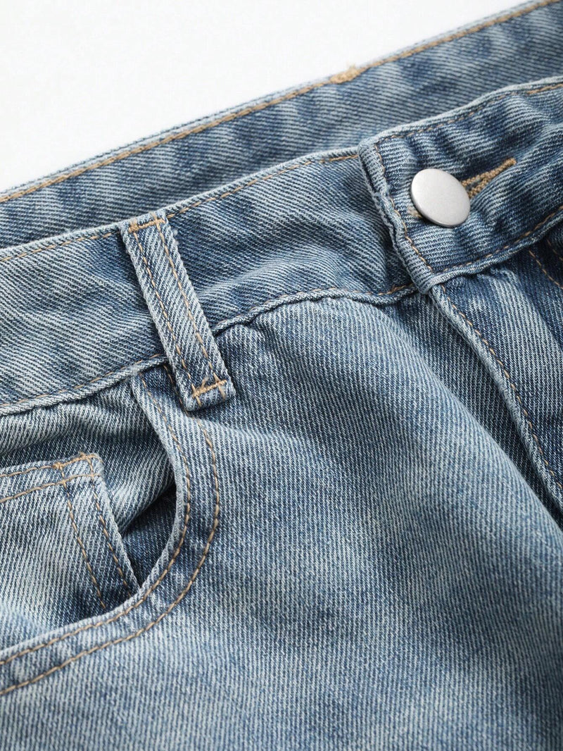 Jeans de corte recto y ajuste holgado para mujer con bolsillos, adecuados para usar en ocasiones casuales