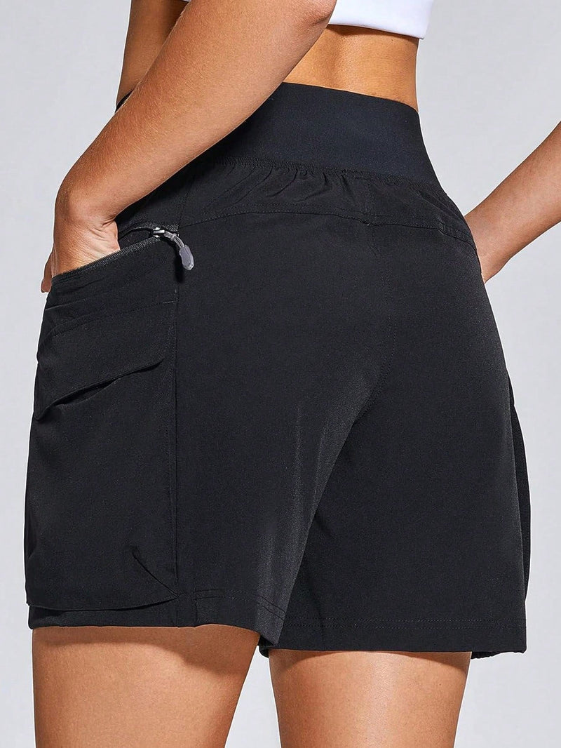 Shorts de trabajo para mujeres con cintura elastica, cierre de cremallera y cordon, y varios bolsillos