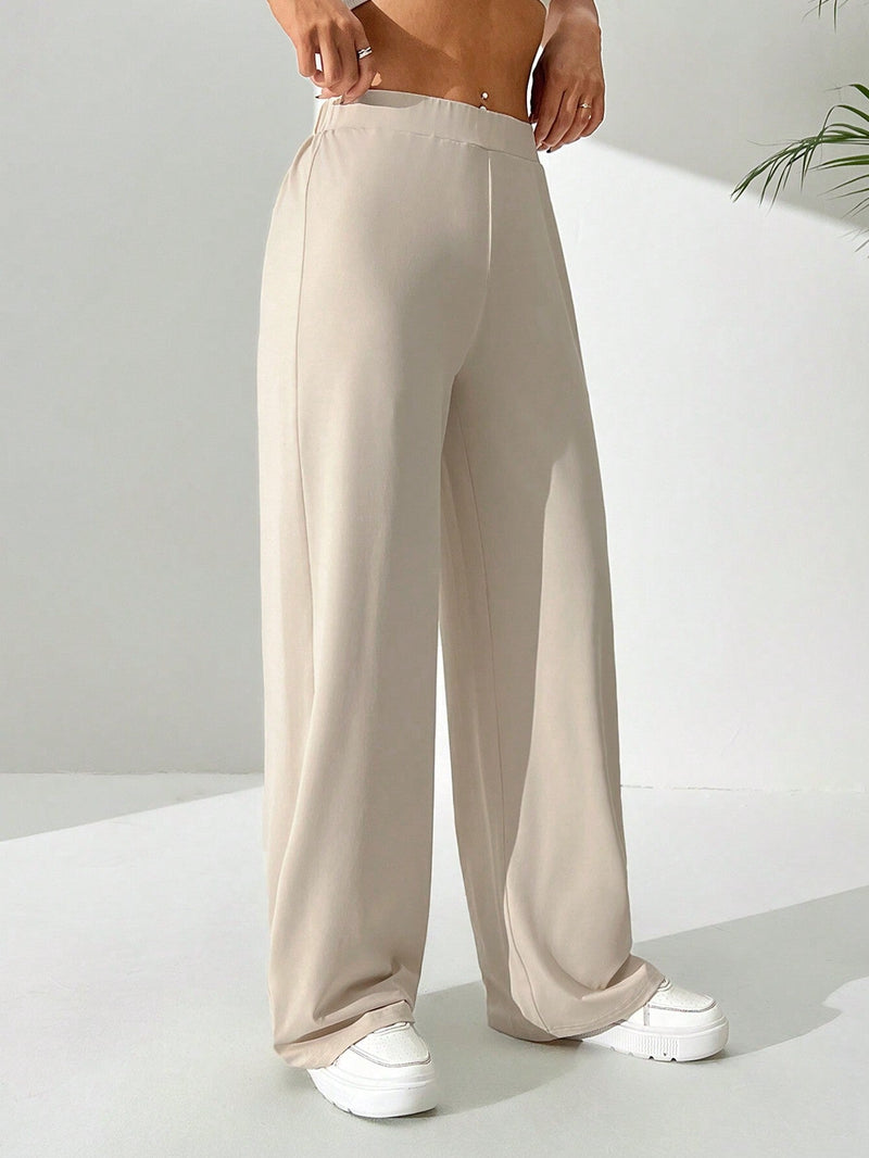 EZwear Pantalones rectos de punto simples y suaves para primavera/verano