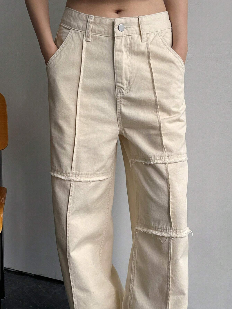 FRIFUL Pantalones de mezclilla casuales de ajuste holgado para mujeres con bolsillos y diseno de pierna ancha