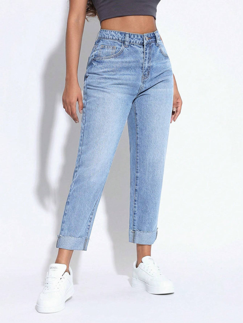 PETITE Jeans casuales lavados conicos para mujer