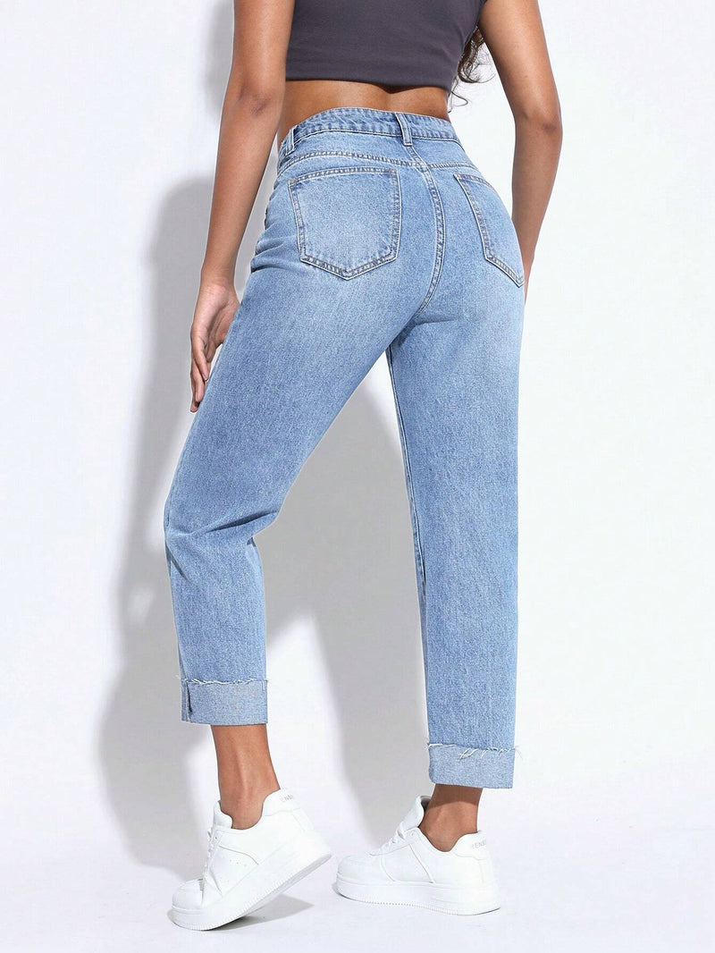 PETITE Jeans casuales lavados conicos para mujer