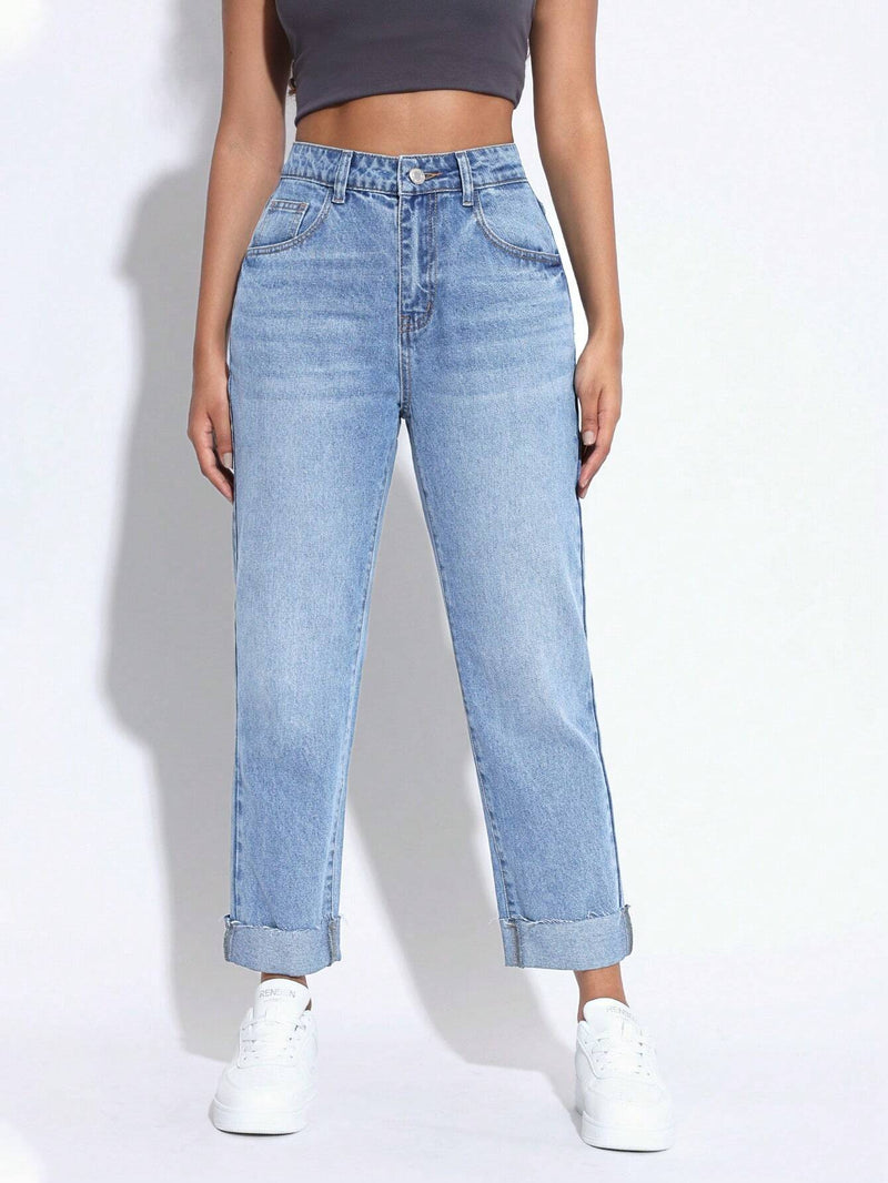 PETITE Jeans casuales lavados conicos para mujer