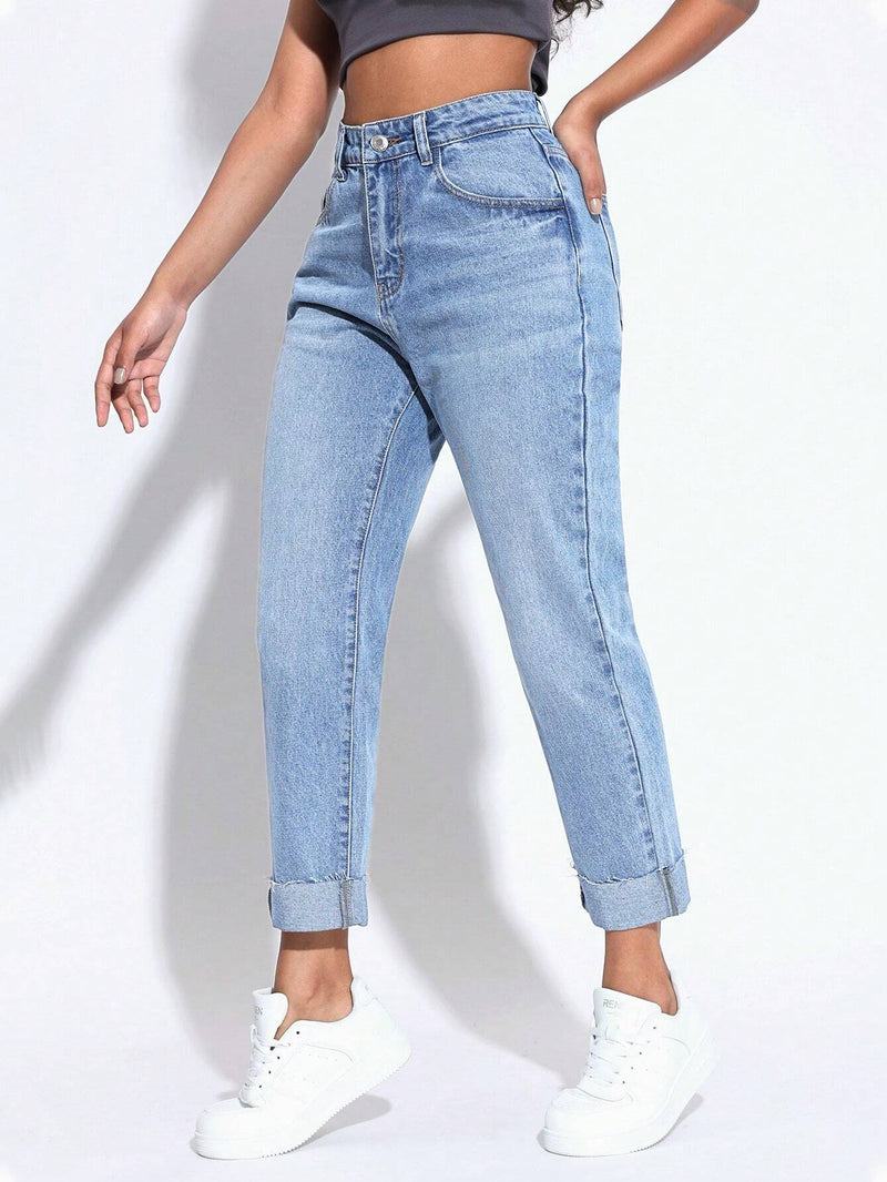 PETITE Jeans casuales lavados conicos para mujer