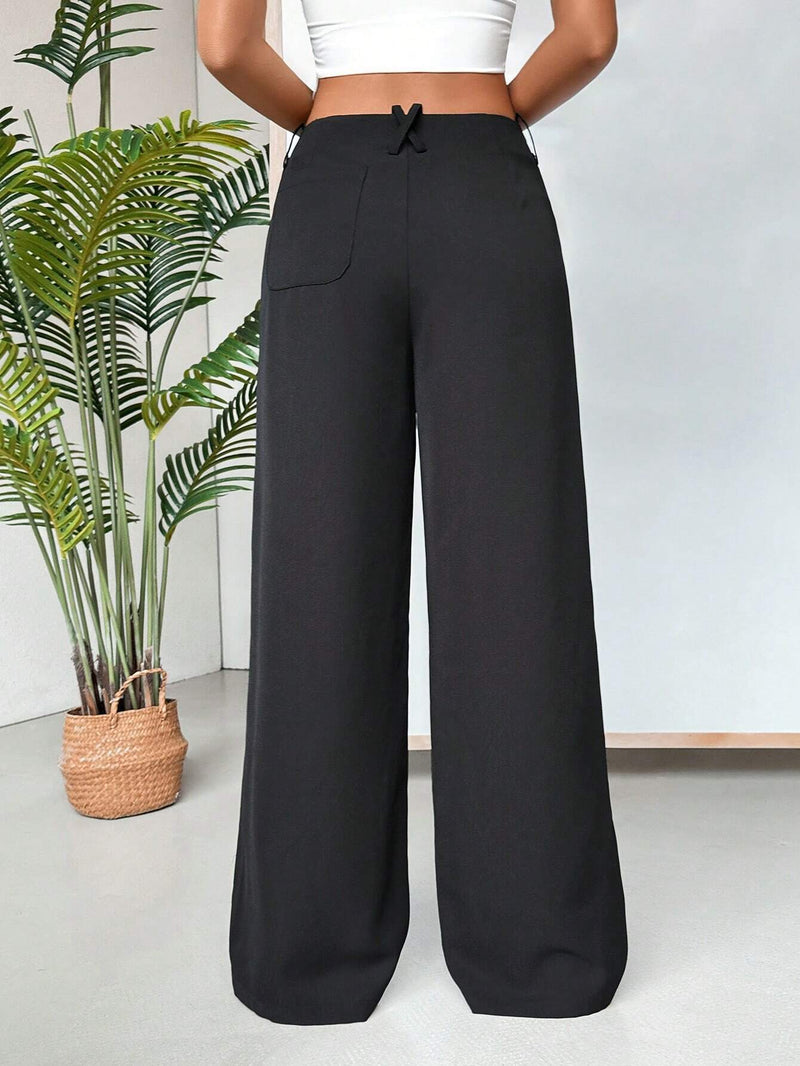 EZwear Pantalones largos simples y casuales de unicolor para mujeres, ideales para uso diario