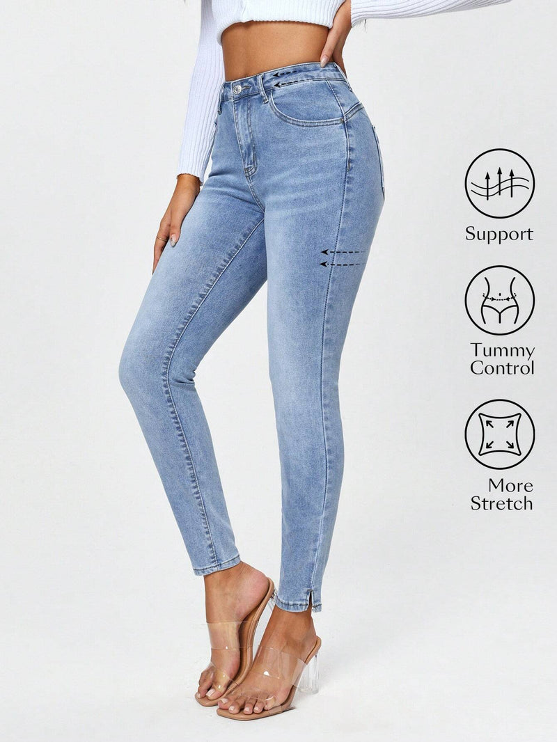 Jeans ajustados de color liso para mujer de moda