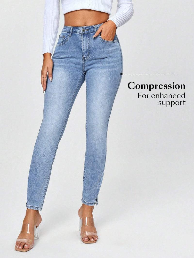 Jeans ajustados de color liso para mujer de moda