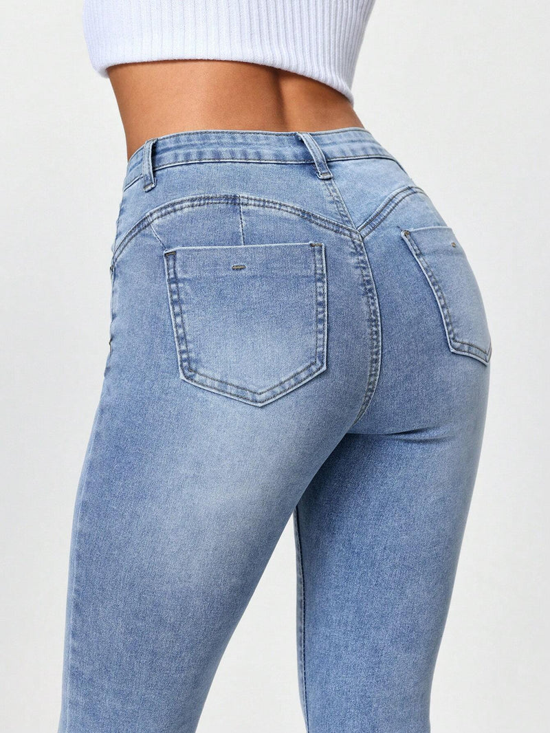 Jeans ajustados de color liso para mujer de moda