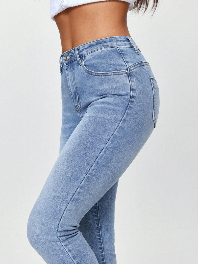 Jeans ajustados de color liso para mujer de moda