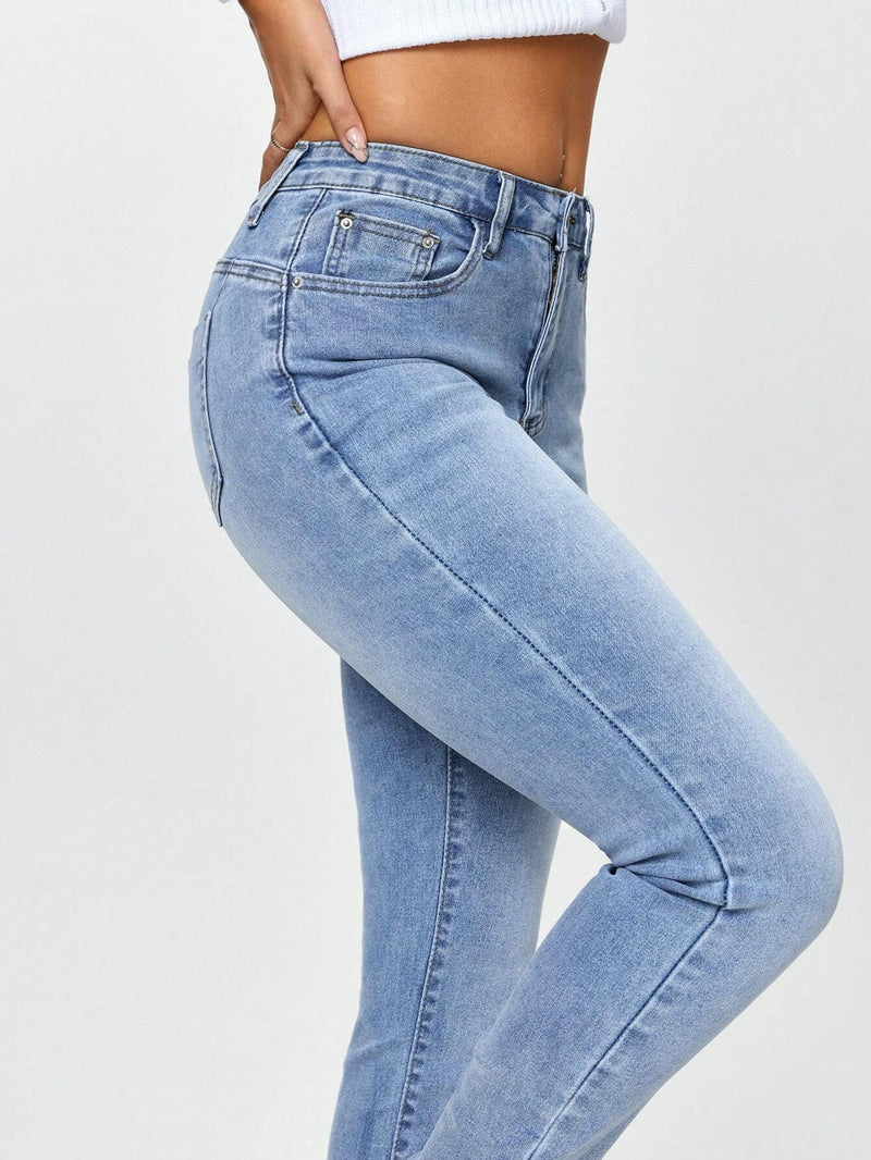 Jeans ajustados de color liso para mujer de moda