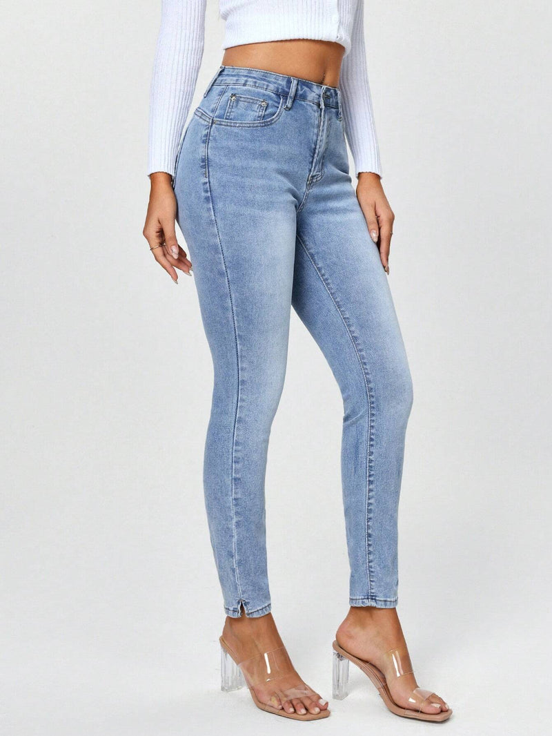 Jeans ajustados de color liso para mujer de moda