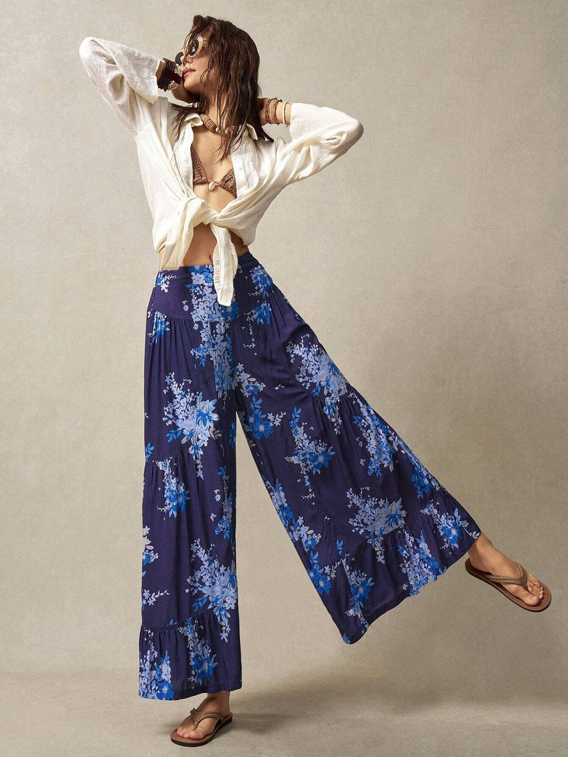 BohoFeels Pantalones multicolores con diseno floral para mujeres de vacaciones