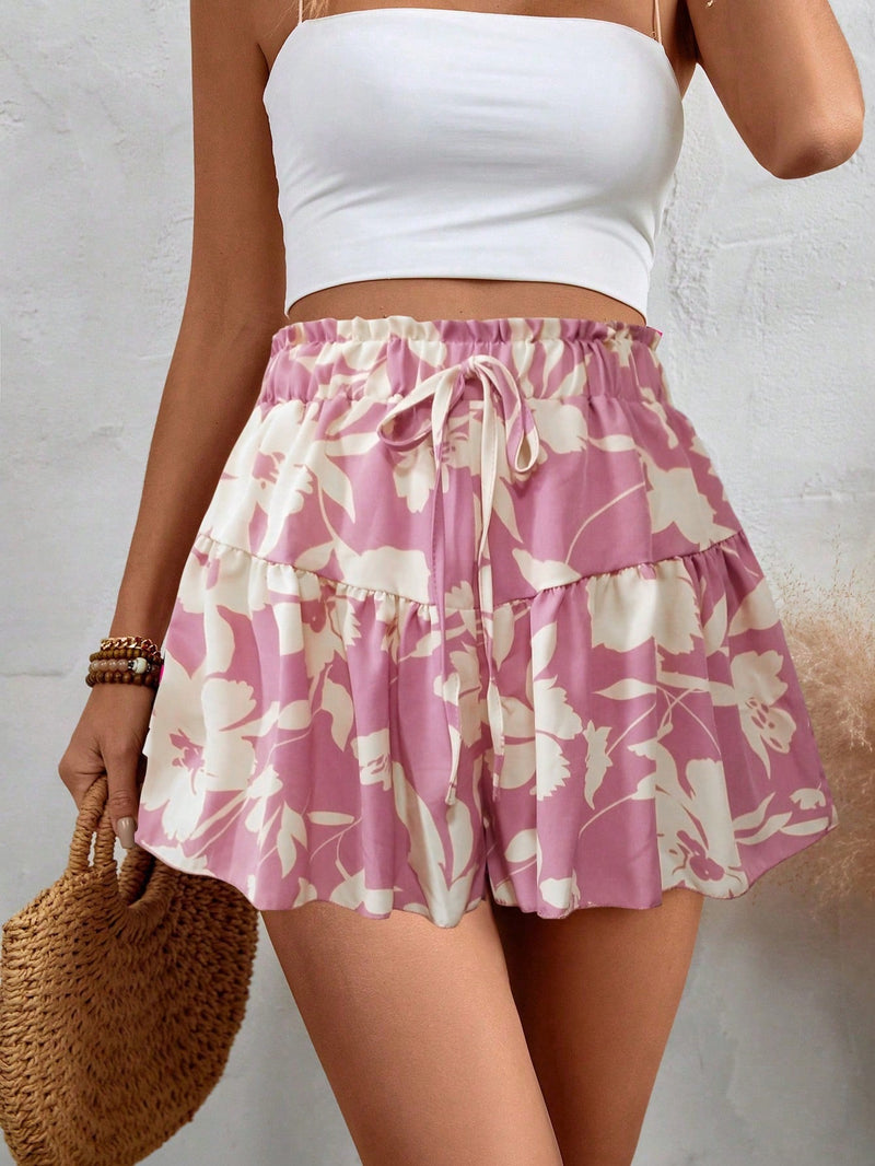 VCAY Shorts de vacaciones holgados con estampado floral