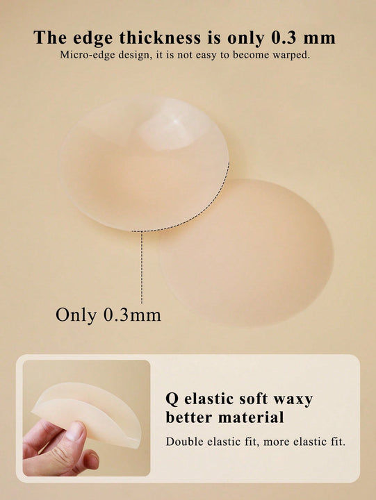 Juego de almohadillas de silicona para Brasier en caja de color: cubierta solida autoadhesiva anti-luz y sin rastro para pezones, super ligero y sin soporte