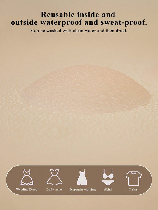 Juego de almohadillas de silicona para Brasier en caja de color: cubierta solida autoadhesiva anti-luz y sin rastro para pezones, super ligero y sin soporte