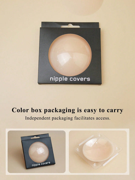 Juego de almohadillas de silicona para Brasier en caja de color: cubierta solida autoadhesiva anti-luz y sin rastro para pezones, super ligero y sin soporte