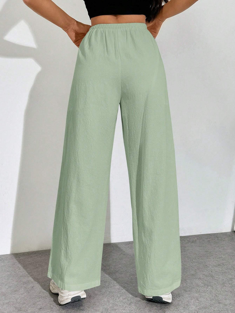 EZwear Pantalones anchos de pierna con cintura con cordon