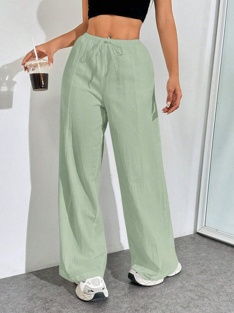 EZwear Pantalones anchos de pierna con cintura con cordon