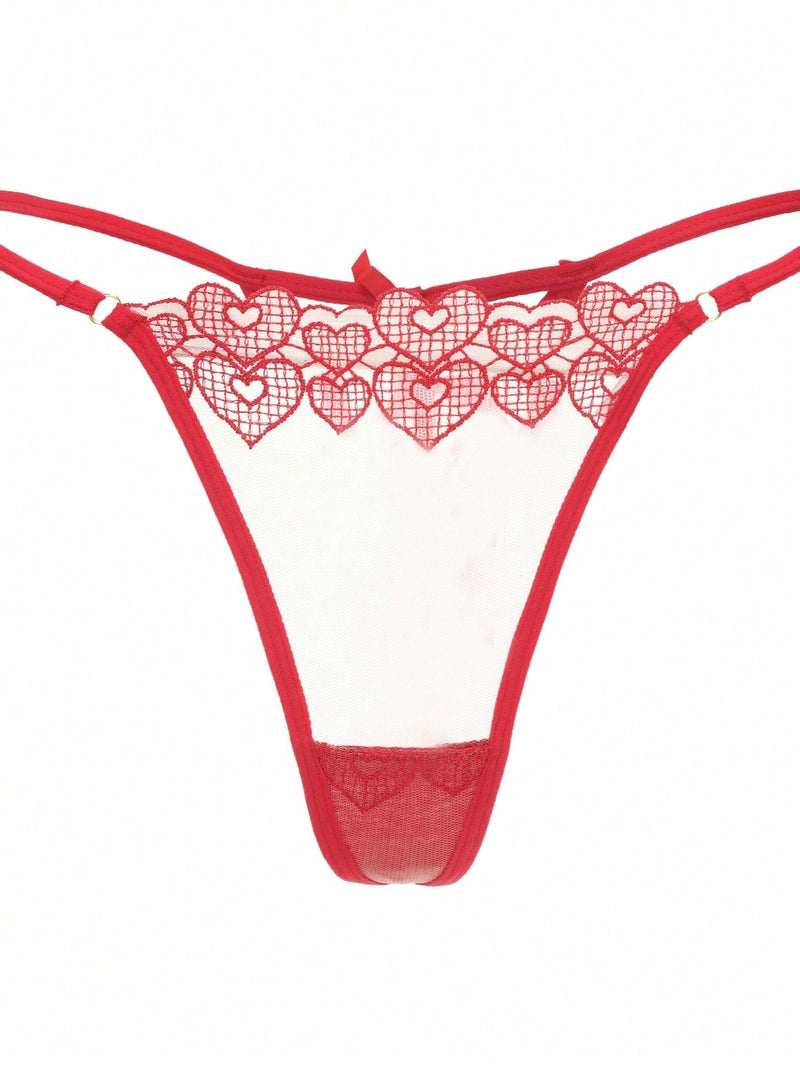 Ropa interior de tanga de encaje rojo para mujer sexy