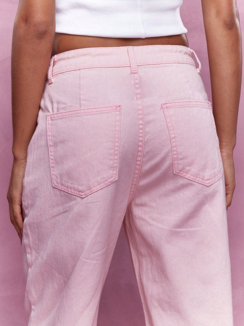 MISSGUIDED Jeans de cintura alta de pierna ancha con cinturon de nudo