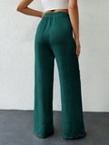 Tall pantalones de mujer casuales de talla alta con nudo y unicolor de algodon