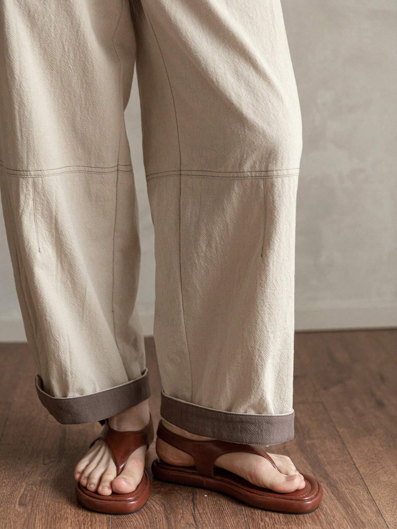 FRIFUL Pantalones casuales sueltos de mujer de unicolor para la primavera y el verano