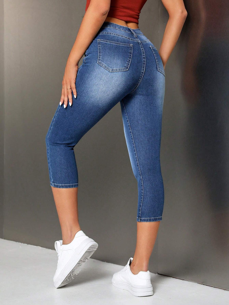 Tall Jeans ajustados casuales para mujer con siete puntos y bolsillos, perfectos para uso diario